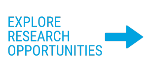Graphic depicting the words "Explore Research Opportunities" with a blue arrow