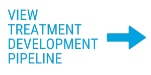 Graphic depicting the words "View treatment development pipeline" with a blue arrow